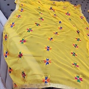 Indian Yellow Embroidered Chunni